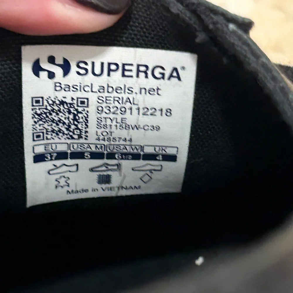 Superga 2750 COTU Classic Sneaker Black Leather Size 37/6.5